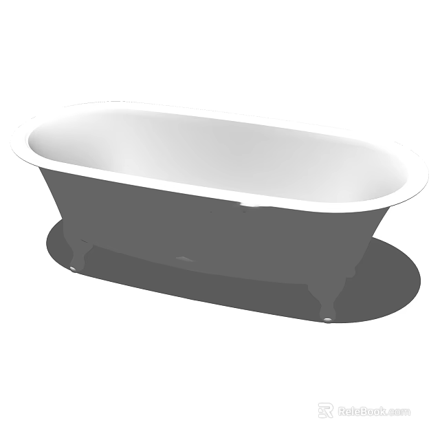 Elegant Freestanding Bathtub With White Interior And Dark Exterior Claw Feet 3d model 