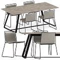 Modern Table And Chair Set With Metal Frame Fabric Seats And Minimalist Design