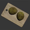 Two Fresh Yellow Green Striped Melons Placed on a Wooden Cutting Board