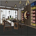 Elegant Tobacco and Liquor Store Interior With Display Shelves Red Gift Boxes And Products