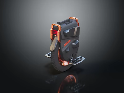 Modern Electric Unicycle With Black And Orange Accents And Stable Pedals And Durable Wheel 3d model