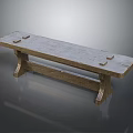 Simple Wooden Public Bench Design With Sturdy Support Legs And Smooth Surface 3d model