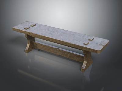 Simple Wooden Public Bench Design With Sturdy Support Legs And Smooth Surface 3d model