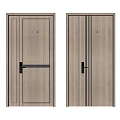 Modern Security Doors With Wooden Panel Design And Secure Lock System 3d model