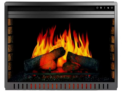 Stylish Modern Fireplace With Burning Flames Wood Logs And Metal Frame 3d model