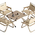 Foldable Wooden Table And Chair Set With Four Chairs Cups And Tray