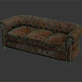 Vintage Brown Tufted Leather Sofa With Rolled Arms And Three Seats