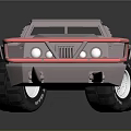 Silver Military Vehicle With Spiked Front Armored Body And Large Off Road Tires
