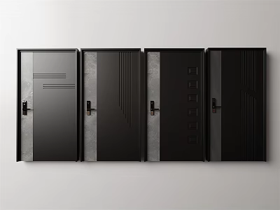 Modern security door single door 3d model