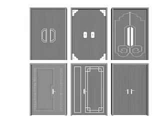 New Chinese style door 3d model
