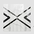 Stylish Upholstered Panel With White Marble Texture And Black Geometric Cross Lines Design