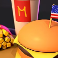 McDonald's Fast Food Tray With Flag Topped Cheeseburger Fries And Cold Drink