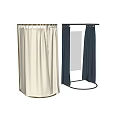 Stylish Beige and Navy Blue Fabric Kitchen Curtains for Modern Kitchen Decoration