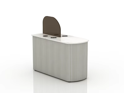 Modern Minimalist Coffee Table With White Tabletop Vertical Striped Sides And Brown Curved Panel 3d model