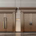 Luxurious Bronze Textured Double Doors With Decorative Frames And Entrance Sign