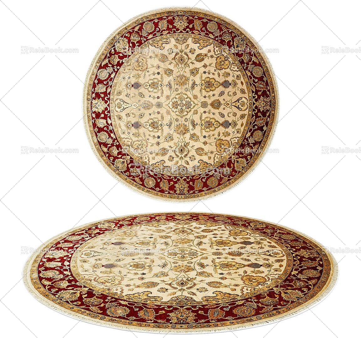 Carpet Nordic Ethnic Style Large Area Full of Crystal Velvet Persian Turkish Bedside Living Room American Retro European Country Square 3d model