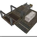 Industrial Equipment Collection Featuring Metal Frame Structure Platform Staircase Container And Sheets