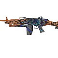Decorative Rifle With Colorful Circular Patterns And Striped Design In Vibrant Hues
