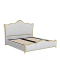 Elegant Modern Double Bed With Upholstered Headboard White Frame And Gold Accents