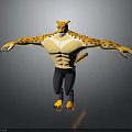Anthropomorphic Leopard 3D Character With Muscular Spotted Body And Outstretched Limbs Standing Pose