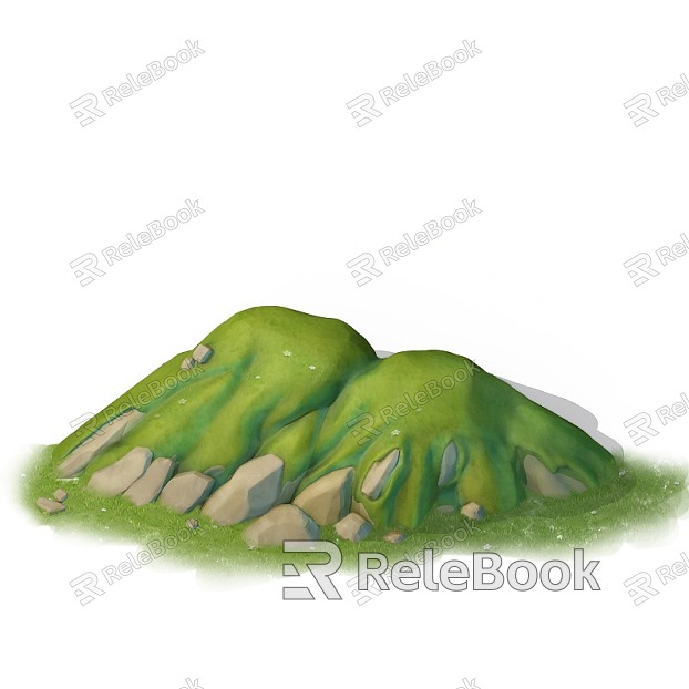 Q version cartoon hills hills green hills model