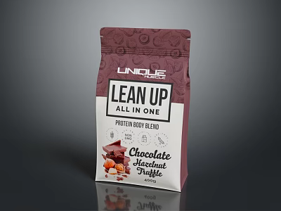 Unique Lean Up All In One Chocolate Hazelnut Protein Shake Product Packaging 3d model