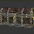 Vintage Wooden Storage Chest Furniture With Metal Bands And Rivets Design