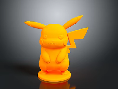 Detailed Yellow Pikachu 3D Model With Stand Base Stylized Ears And Tail 3d model