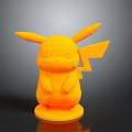 Detailed Yellow Pikachu 3D Model With Stand Base Stylized Ears And Tail