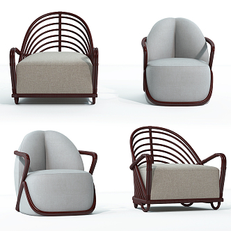 New Chinese Style Single Sofa Casual Single Chair 3d model