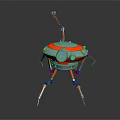 Vibrant Mechanical Robot With Round Red And Blue Body Antenna Red Eye And Mechanical Legs
