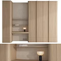 Modern Minimalist Light Wood Bookcase With Open Shelves Closed Cabinets And Table Lamp