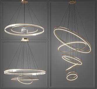 Light Luxury Chandelier Combination 3d model