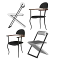 Sleek Modern Dining Chairs Featuring Various Designs Metal Frames And Leather Seats 3d model