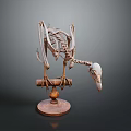 Detailed Avian Skeleton Specimen Mounted on Wooden Display Stand
