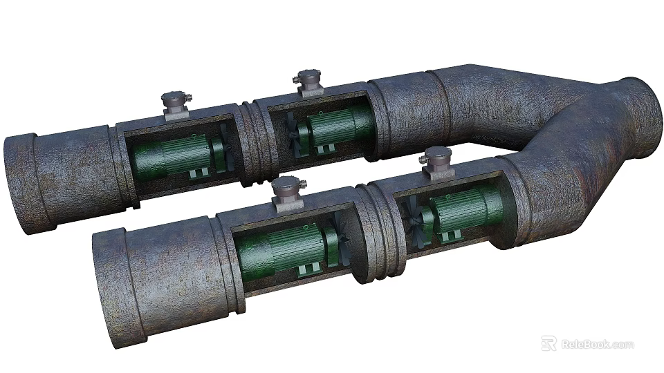 Industrial Equipment Pipeline System Featuring Electric Motors And Heavy Duty Steel Components 3d model 