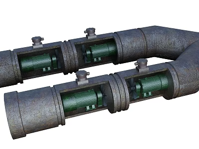 Industrial Equipment Pipeline System Featuring Electric Motors And Heavy Duty Steel Components 3d model