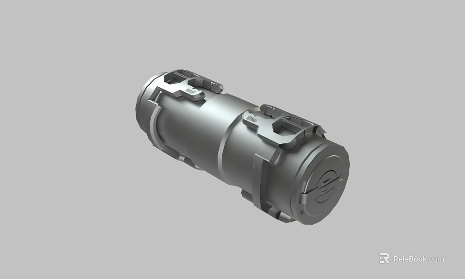 Metallic Cylindrical Industrial Component With Mounting Brackets Solid Surface And Secure Fastening Design 3d model 