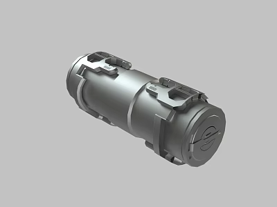 Metallic Cylindrical Industrial Component With Mounting Brackets Solid Surface And Secure Fastening Design 3d model