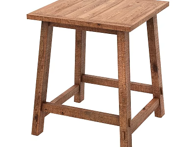 Solid Wood Stool With Simple Design And Natural Finish For Home Use 3d model
