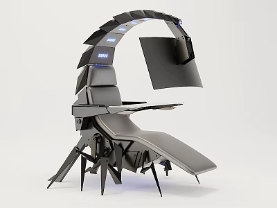 Futuristic Ergonomic Chair With Curved Arc LED Lights And Built In Screen 3d model