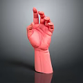 Pink Human Hand With Palm Up Making Specific Gesture Against Dark Background With Reflection 3d model