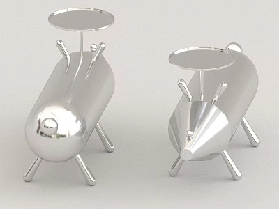 Modern Silver Stools Featuring Streamlined Metallic Design With Round Seats And Four Legs 3d model