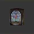 Detailed Church Model With Brick Walls Wooden Door Arched Windows And Stained Glass