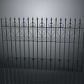 Black Iron Fence With Ornate Decorative Scrollwork And Spiked Top Design
