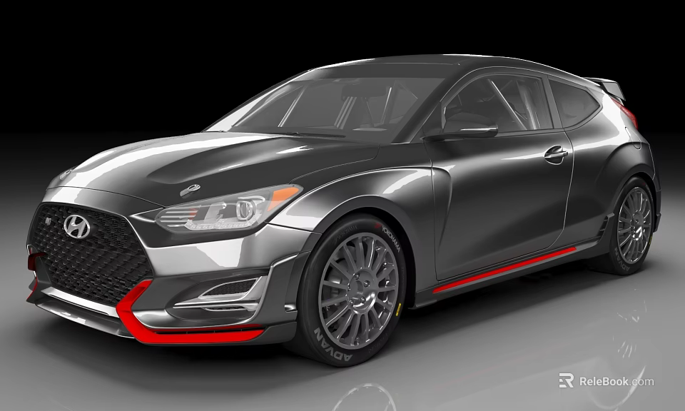 Modern Silver Gray Sporty Coupe With Red Accents And Stylish Wheels 3d model 