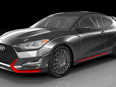 Modern Silver Gray Sporty Coupe With Red Accents And Stylish Wheels 3d model