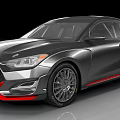 Modern Silver Gray Sporty Coupe With Red Accents And Stylish Wheels