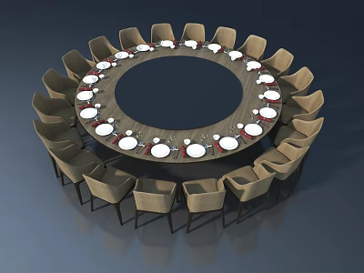 New Chinese Dining Table and Chair Combination Dining Table 3d model