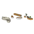 Modern Public Chairs In Various Shapes With White And Wooden Elements And Plants